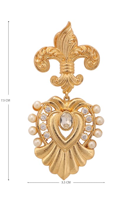 Buy_AE-Tee_Gold Plated Crystal Carved Earrings _Online_at_Aza_Fashions