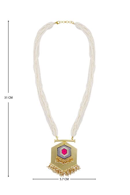 Bauble Bazaar Gold Plated Geometric Pendant Necklace Online at Aza Fashions Bauble Bazaar_Gold Plated Geometric Pendant Necklace _Online_at_Aza_Fashions