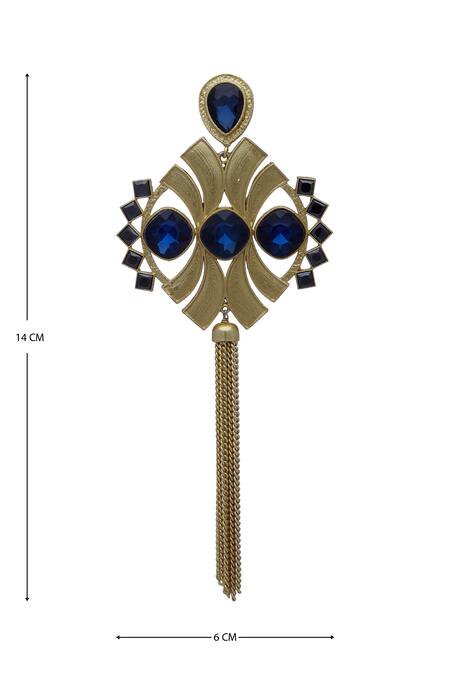 Shop Masaya Jewellery Blue Symmetric Tassel Earrings Online at Aza Fashions Shop_Masaya Jewellery_Blue Symmetric Tassel Earrings _Online_at_Aza_Fashions
