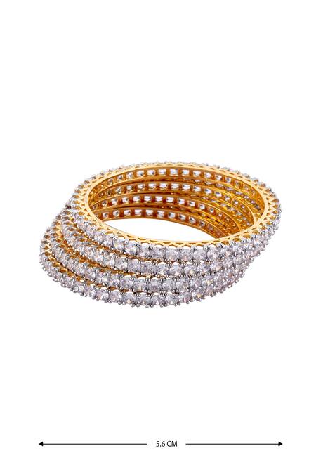 Shop_Moh-Maya By Disha Khatri_Gold Plated Crystals Bangles Set Of 4 _Online_at_Aza_Fashions