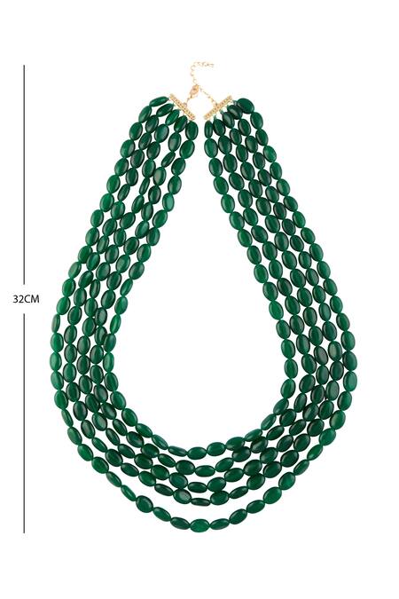 Moh-Maya By Disha Khatri_Gold Plated Stone Layered Necklace_Online_at_Aza_Fashions