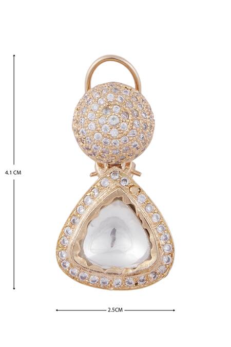 Shop_Khushi Jewels_Gold Plated Stones, Crystals Geometric Studs _Online_at_Aza_Fashions