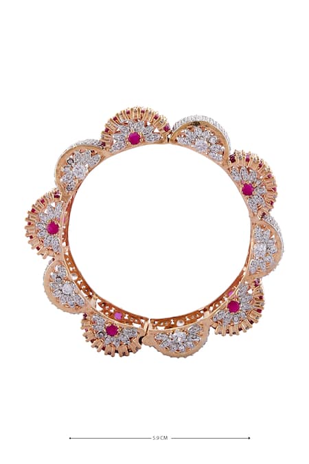 Shop Moh-Maya By Disha Khatri Silver Plated Crystals, Rhinestones, Stones Floral Shaped Bangle Single Pc Online at Aza Fashions Shop_Moh-Maya By Disha Khatri_Silver Plated Crystals, Rhinestones, Stones Floral Shaped Bangle Single Pc _Online_at_Aza_Fashions