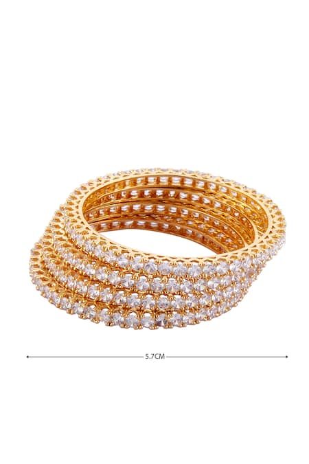 Shop Moh-Maya By Disha Khatri Gold Plated Crystals Bangles Set Of 4 Online at Aza Fashions Shop_Moh-Maya By Disha Khatri_Gold Plated Crystals Bangles Set Of 4 _Online_at_Aza_Fashions