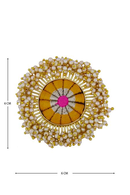 Shop_Bauble Bazaar_Gold Plated Pearl Circular Bead Ring_Online_at_Aza_Fashions