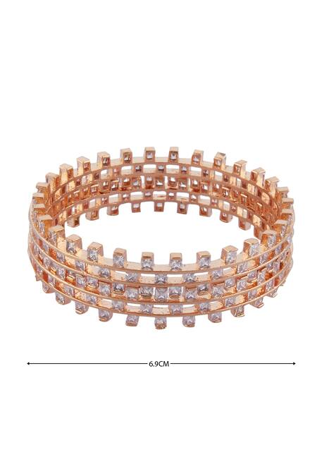 Shop_Moh-Maya By Disha Khatri_Gold Plated Stones Bangle Single Pc _Online_at_Aza_Fashions