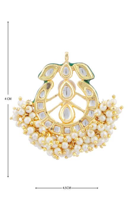 Just Shradhas_Gold Plated Pearls, Diamonds Kundan Stud Earrings _at_Aza_Fashions