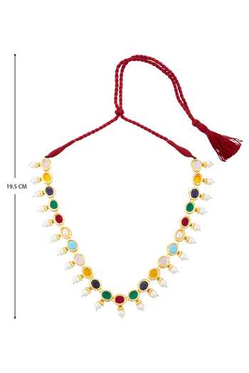 Shop_Just Shradhas_Gold Plated Kundan Bead Necklace _Online_at_Aza_Fashions
