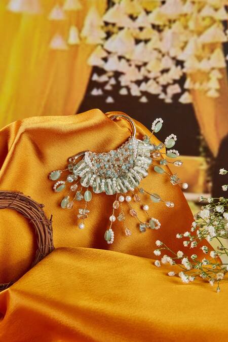 Buy House Of D"Oro Blue Stones Handmade Studded Ear Cuff - Single Pc Online at Aza Fashions Buy_House Of D"Oro_Blue Stones Handmade Studded Ear Cuff - Single Pc_Online_at_Aza_Fashions