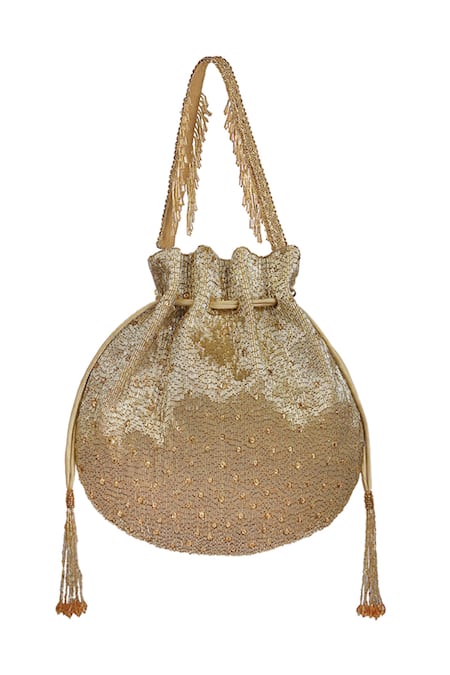 Lovetobag_Gold Embroidered Eclat Potli Bag _Online_at_Aza_Fashions