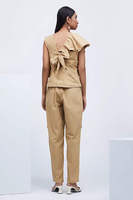 Shop Echostudio Beige Cotton Na Top at Aza Fashions Shop_Echostudio_Beige Cotton Na Top _at_Aza_Fashions