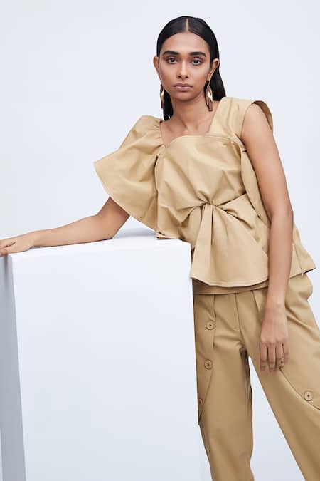 Buy Echostudio Beige Cotton Na Top Online at Aza Fashions Buy_Echostudio_Beige Cotton Na Top _Online_at_Aza_Fashions