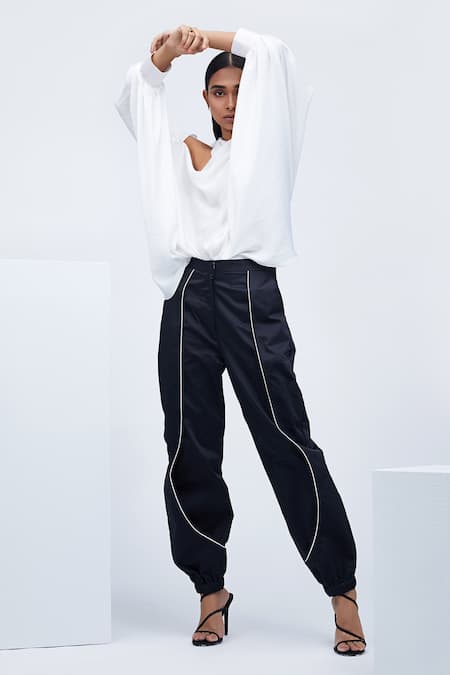 Echostudio Black Cotton Lycra Na Jogger Pants  