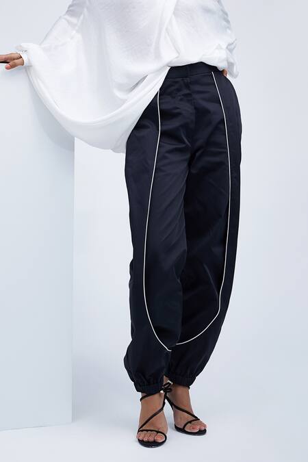 Echostudio Black Cotton Lycra Na Jogger Pants at Aza Fashions Echostudio_Black Cotton Lycra Na Jogger Pants _at_Aza_Fashions