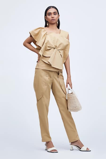Echostudio Beige Cotton Na Pants  