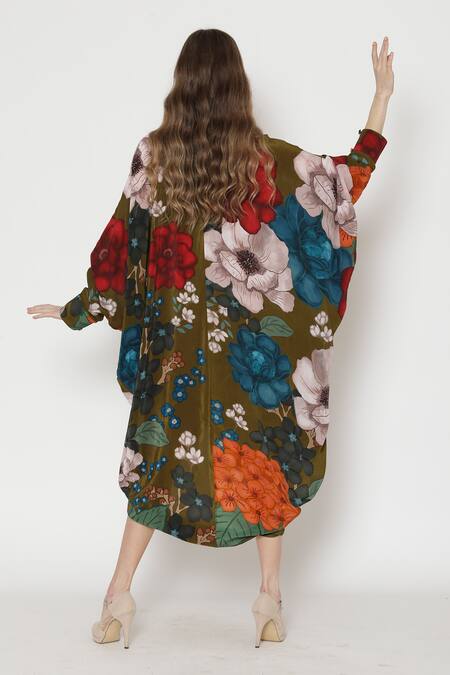 Alpona Designs By Soham Acharya Floral Print Kaftan Dress 