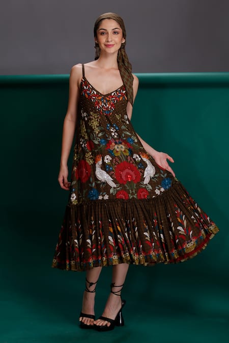 Alpona Designs By Soham Acharya Floral Print Sleeveless Dress 