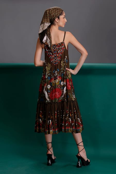 Alpona Designs By Soham Acharya Floral Print Sleeveless Dress 