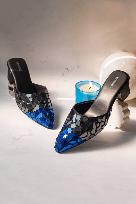 Urbansway Black Embroidery Acrylic Mirror Pointed Toe Mules Online at Aza Fashions Urbansway_Black Embroidery Acrylic Mirror Pointed Toe Mules _Online_at_Aza_Fashions