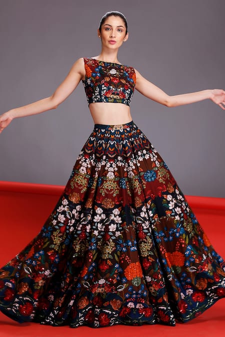 ALPONA DESIGNS BY SOHAM ACHARYA Floral Print Lehenga & Crop Top Set 