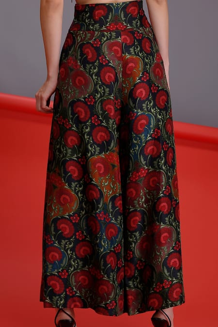 Buy Alpona Designs By Soham Acharya Black Floral Print Pleated Pant Online at Aza Fashions Buy_Alpona Designs By Soham Acharya_Black Floral Print Pleated Pant _Online_at_Aza_Fashions
