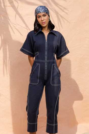 Buy House Of Eda Blue Tencel Multi Utility Jumpsuit at Aza Fashions Buy_House Of Eda_Blue Tencel Multi Utility Jumpsuit_at_Aza_Fashions
