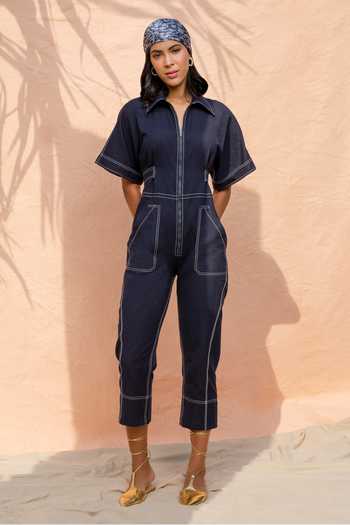 House Of Eda Blue Tencel Multi Utility Jumpsuit Online at Aza Fashions House Of Eda_Blue Tencel Multi Utility Jumpsuit_Online_at_Aza_Fashions