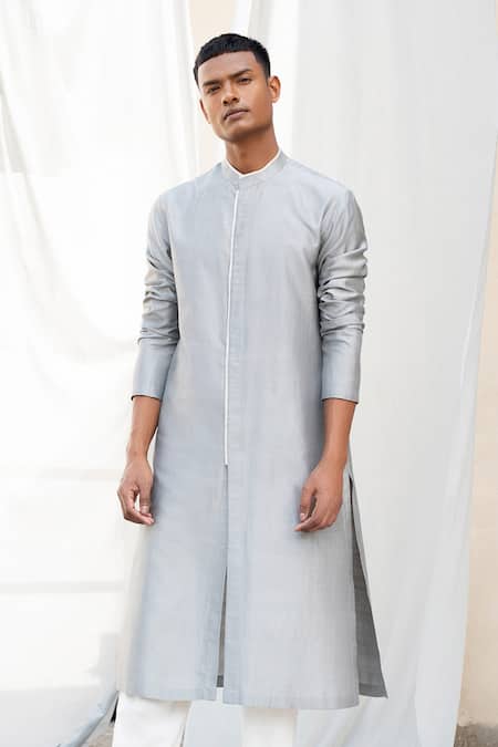 Antar Agni Grey Cotton Silk Kurta