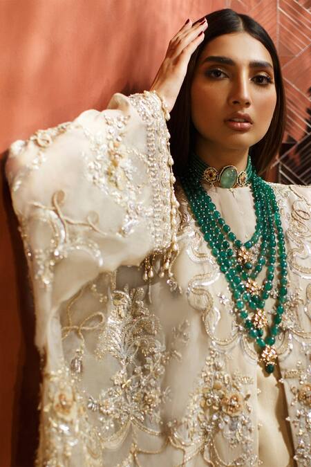 Anayah Jewellery_Green Kundan, Bead, Gold Plated And Studded Necklace_Online_at_Aza_Fashions