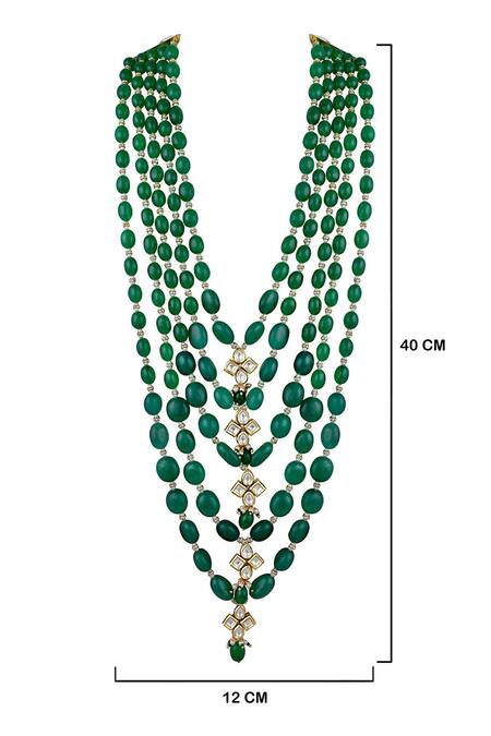 Buy_Anayah Jewellery_Green Kundan, Bead, Gold Plated And Studded Necklace_Online_at_Aza_Fashions