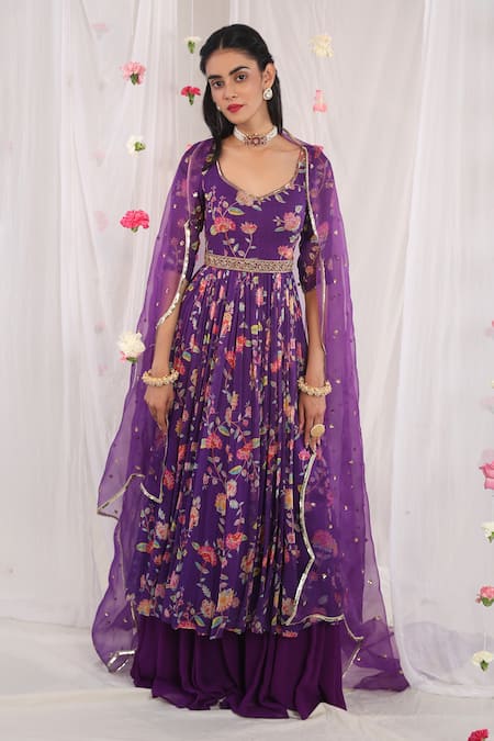 Esha Koul Floral Print Anarkali Set 