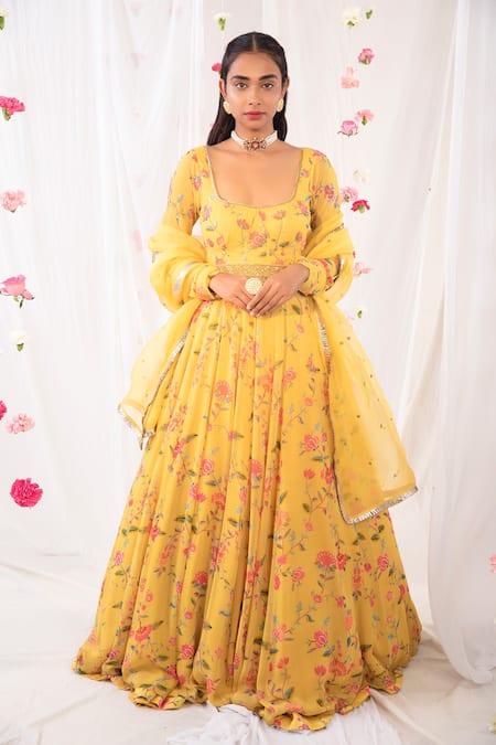 Esha Koul Printed Corset Anarkali With Dupatta 