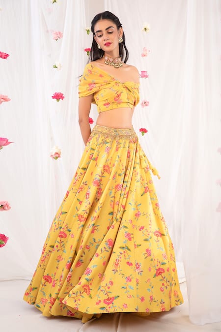Esha Koul Draped Blouse & Printed Lehenga Set 