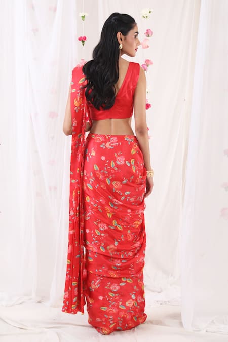 Esha Koul Pre-Draped Printed Saree With Blouse 