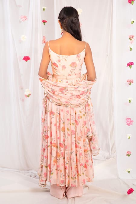 Esha Koul Printed Spaghetti Anarkali Set 