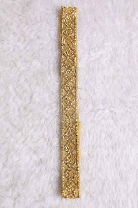 Esha Koul_Yellow Cut Work, Sequins Organza Embroidered Belt _Online_at_Aza_Fashions