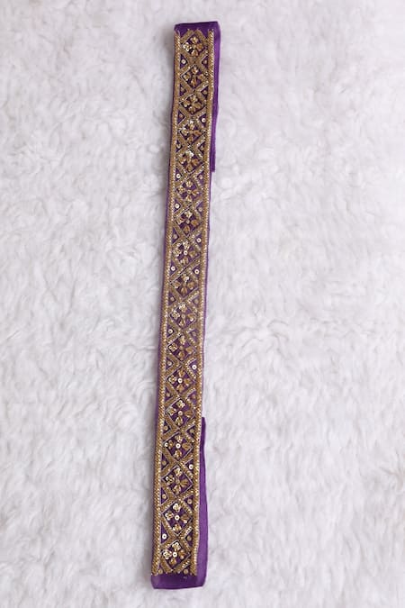 Buy_Esha Koul_Purple Cut Work, Sequins Cutdana Embellished Belt _Online_at_Aza_Fashions