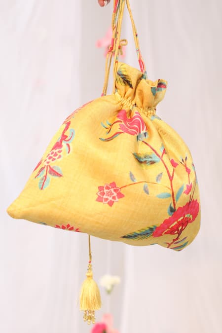 Esha Koul Gajji Satin Floral Print Potli 