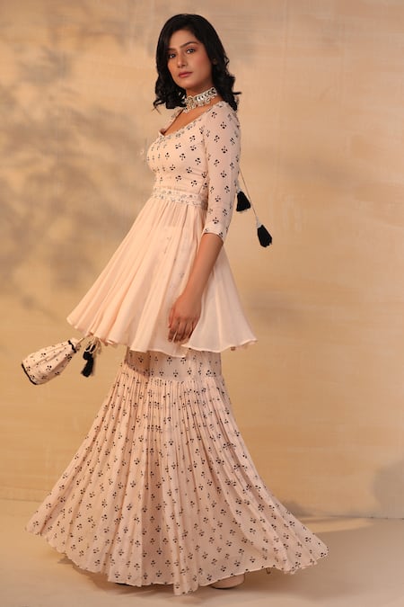 Buy_Esha Koul_White Georgette Boat Printed Kurta Set _Online_at_Aza_Fashions