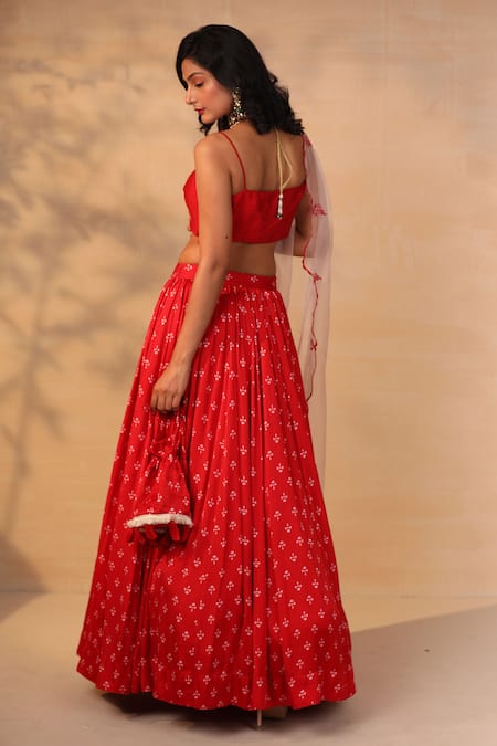 Esha Koul Red Printed Tassel Potli Bag 