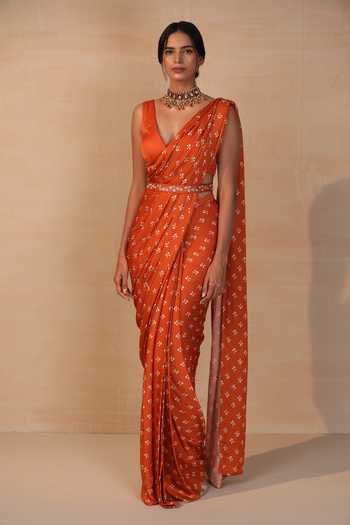 Buy_Esha Koul_Orange Embroidered Floral Belt_Online_at_Aza_Fashions
