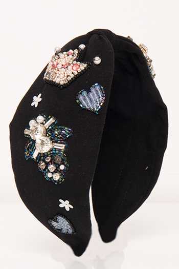 Buy_Elaa_Black Embroidered Hairband_Online_at_Aza_Fashions