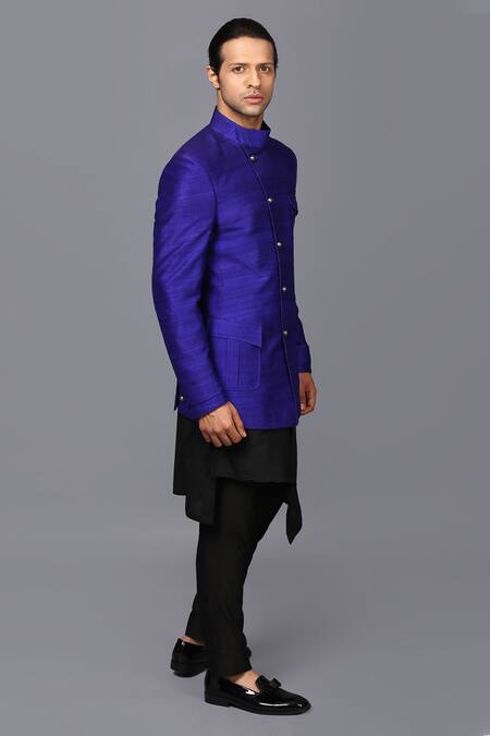 Buy Seven Black Silk Bandhgala And Kurta Set Online at Aza Fashions Buy_Seven_Black Silk Bandhgala And Kurta Set_Online_at_Aza_Fashions