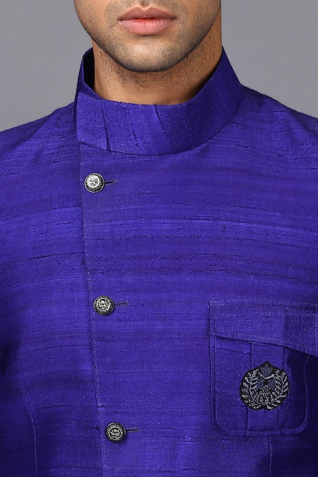 Seven Black Silk Bandhgala And Kurta Set at Aza Fashions Seven_Black Silk Bandhgala And Kurta Set_at_Aza_Fashions