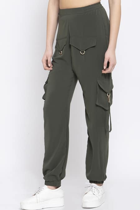 Olive Green Cargo Pants Straight Skinny High Rise Natural Sz 11 | eBay