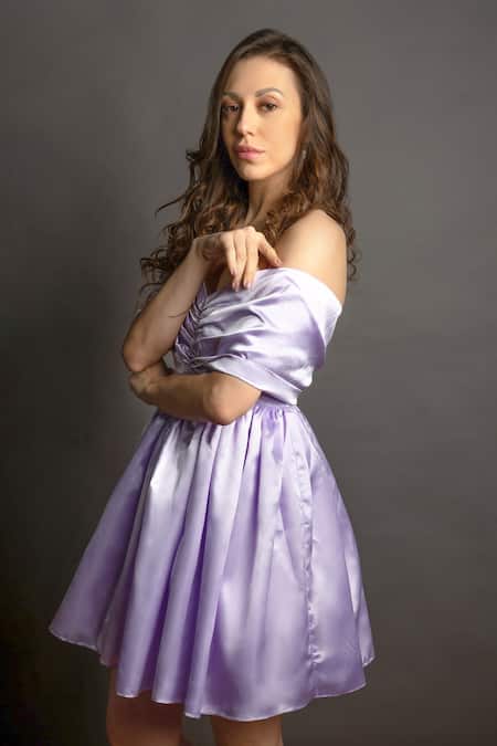 Shop_Emblaze_Purple Satin Sweetheart Neck Off Shoulder Dress _Online_at_Aza_Fashions