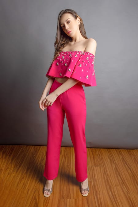 Emblaze Embellished Crop Top & Pant Set  