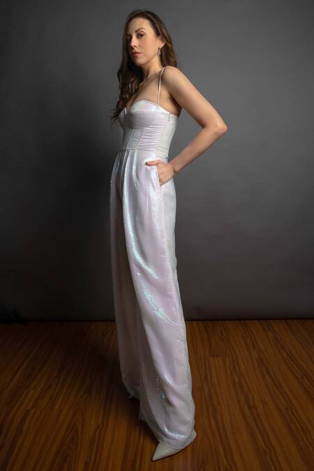 Buy_Emblaze_White Fabric Sweetheart Neck Embellished Jumpsuit _Online_at_Aza_Fashions