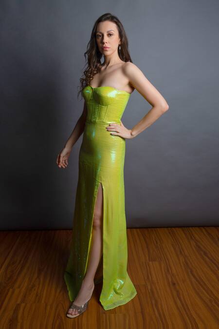 Buy_Emblaze_Green Fabric Sweetheart Neck Embellished Gown _Online_at_Aza_Fashions