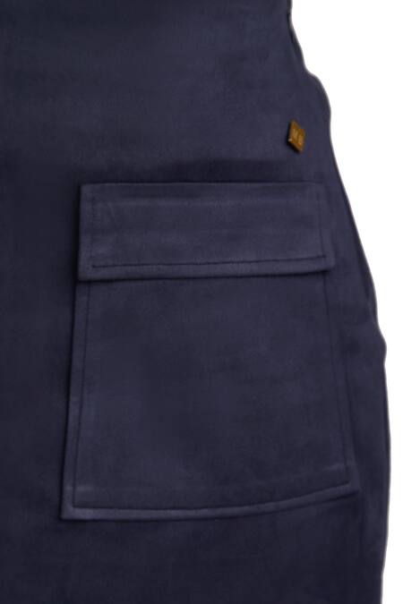 Shop_Emblaze_Blue Suede Skirt_Online_at_Aza_Fashions